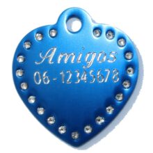 blauw hart swarovski hondenpenning AnimalWebshop com 1