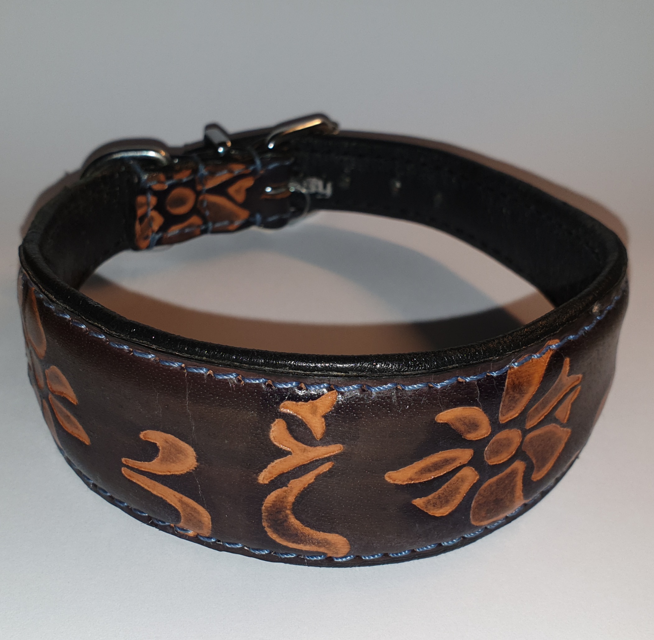 Luxe Handgemaakte Leren Hondenhalsband Oranje 5cm Breed - Robuust & Zacht Voor Grote En Middelgrote Honden (49,5-60 Cm)
