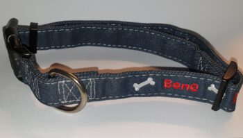 Jeans denim spijkerstof honden halsband Hondenpenning.net HETDIER.nl Animalwebshop