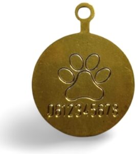 Rashonden penning Jack Russel hondenpenning Hoeboer HETDIER.nl Animalwebshop Hondenpenning met afbeelding hondenpoot en telefoonnummer