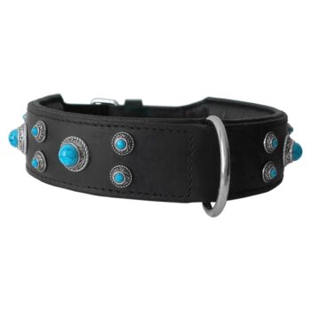 Doxstasy Leather collar Antique Turquoise groot Hondenpenning.net HETDIER.nl AnimalWebshop